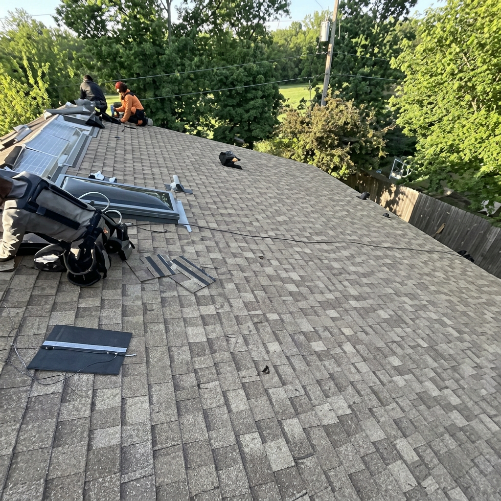 Architectural shingle roof installation by Bear Creek Construction Wichita Kansas
